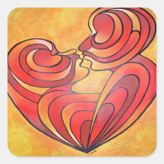 Lovers Kiss And Their Bodies Form A Love Heart Square Sticker