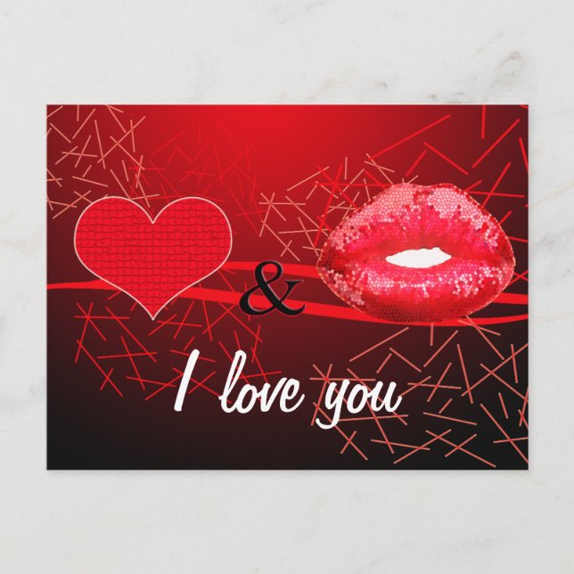 Lovers kiss Valentine's day Holiday Postcard (Front)