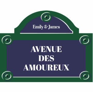 Lovers Lane Romantic Couple Paris Street Sign Photo Sculpture Magnet