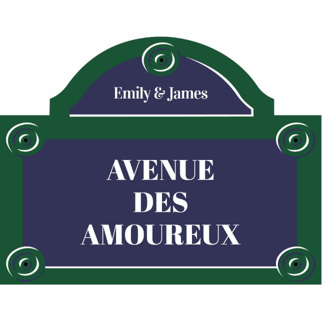 Lovers Lane Romantic Couple Paris Street Sign Photo Sculpture Magnet (Front)