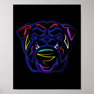 Lovers Line Drawing Artsy English Bulldog Poster