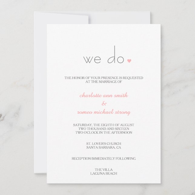 {Lover's} Modern Wedding Invitation (Front)