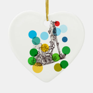 Lovers on a Fantasy Motorcycle Ceramic Tree Decoration