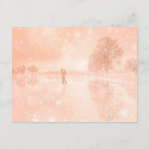Lovers on a frozen pond          holiday postcard