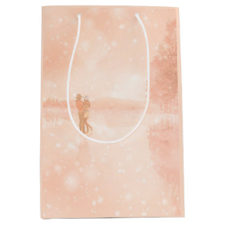 Lovers on a frozen pond          medium gift bag
