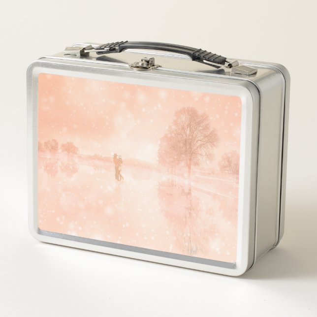 Lovers on a frozen pond     metal lunch box (Front)