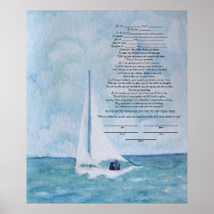 Lovers on a Sailboat Ketubah Poster