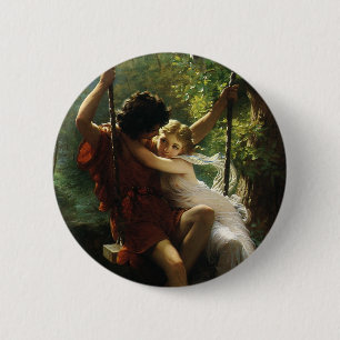 Lovers on a Swing. Spring by Pierre Auguste Cot 6 Cm Round Badge