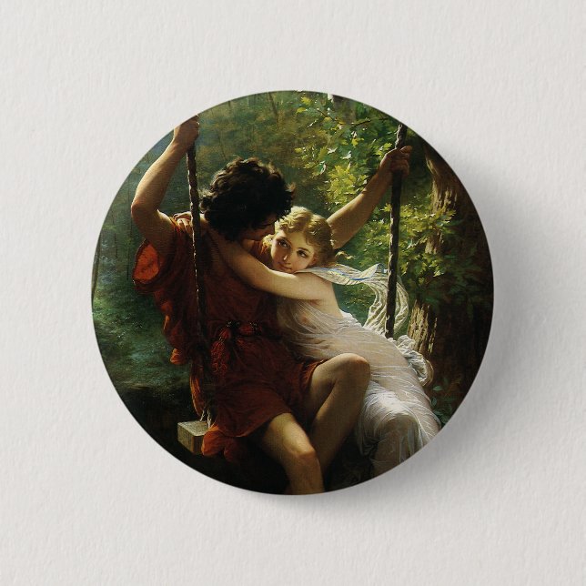Lovers on a Swing. Spring by Pierre Auguste Cot 6 Cm Round Badge (Front)