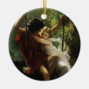 Lovers on a Swing. Spring by Pierre Auguste Cot Ceramic Tree Decoration