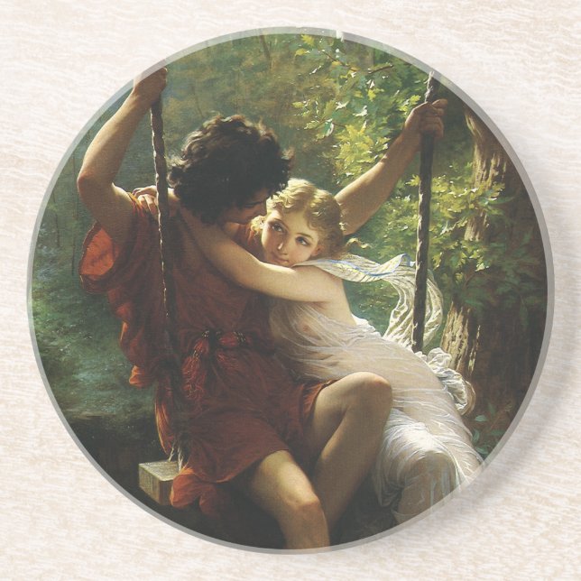 Lovers on a Swing. Spring by Pierre Auguste Cot Coaster (Front)