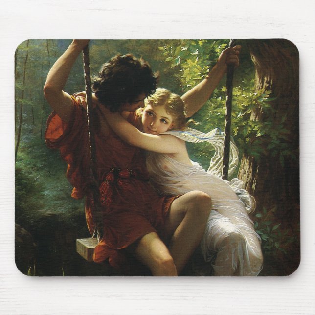 Lovers on a Swing. Spring by Pierre Auguste Cot Mouse Mat (Front)
