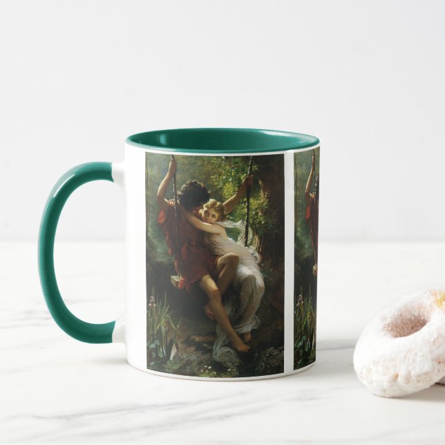 Lovers on a Swing. Spring by Pierre Auguste Cot Mug (With Donut)