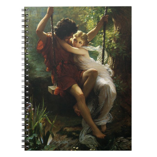Lovers on a Swing. Spring by Pierre Auguste Cot Notebook (Front)