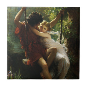 Lovers on a Swing. Spring by Pierre Auguste Cot Tile