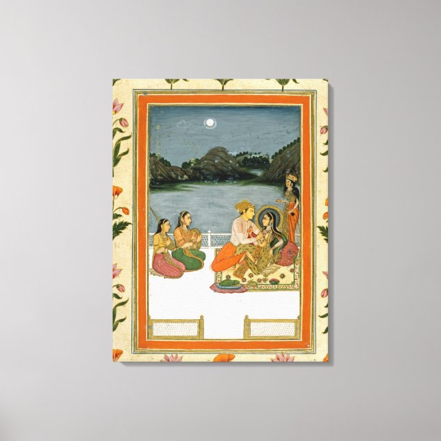 Lovers on a terrace by a moonlit lake, from the Sm Canvas Print (Front)