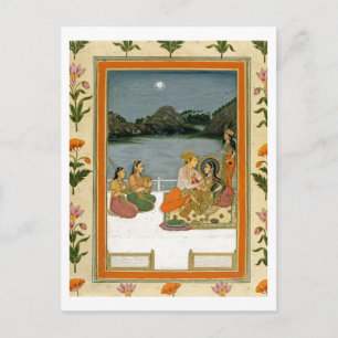 Lovers on a terrace by a moonlit lake, from the Sm Postcard