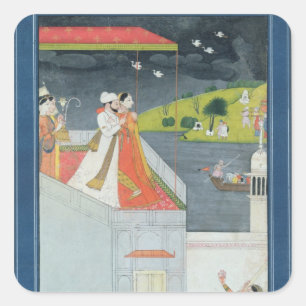 Lovers on a Terrace, c.1780-1800 Square Sticker