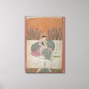 Lovers on a Terrace, Pahari Canvas Print