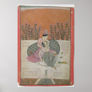 Lovers on a Terrace, Pahari Poster