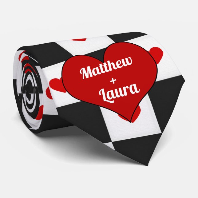 Lovers Red Heart with Chequerboard Tie (Rolled)