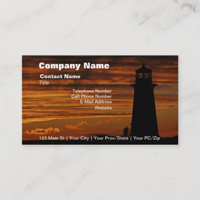 Lover's Silhouette, Peggy's Cove, Nova Scotia Business Card (Front)