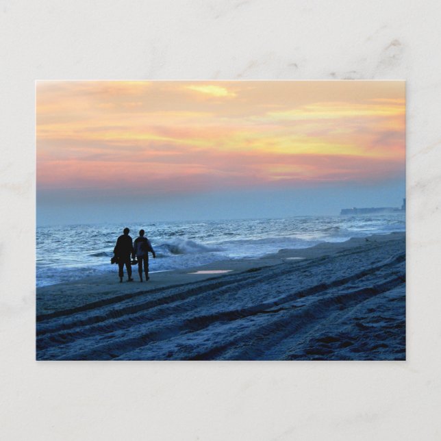 Lovers Sunset Beach Walk Postcard (Front)
