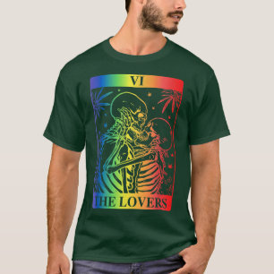 Lovers Tarot Card of LGBT Occult Goth Skeleton Hal T-Shirt