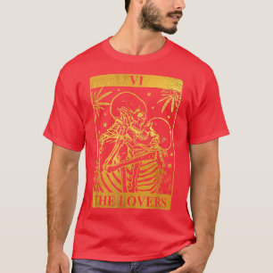 Lovers Tarot Card of Vintage Occult Goth Skeleton T-Shirt