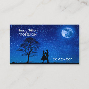 Lovers under a full moon       business card
