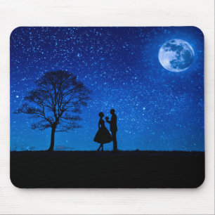 Lovers under a full moon   mouse mat