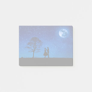 Lovers under a full moon post-it notes