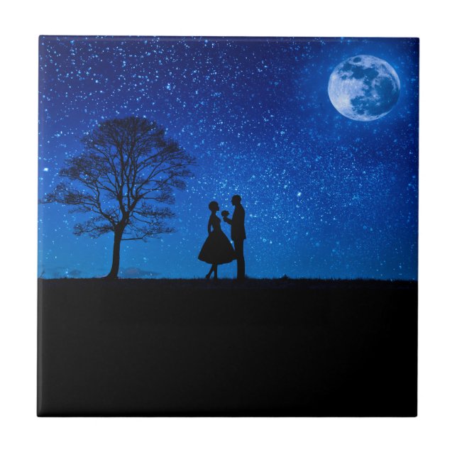 Lovers under a full moon        tile (Front)