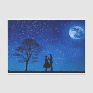 Lovers under a full moon     tissue paper