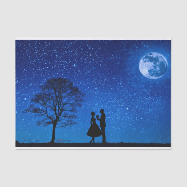 Lovers under a full moon     tissue paper (Front)