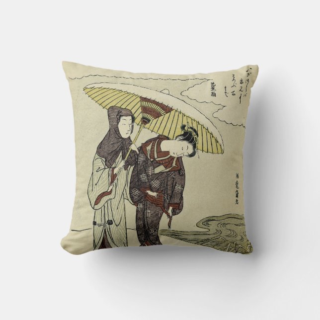 Lovers Under an Umbrella Cushion (Front)