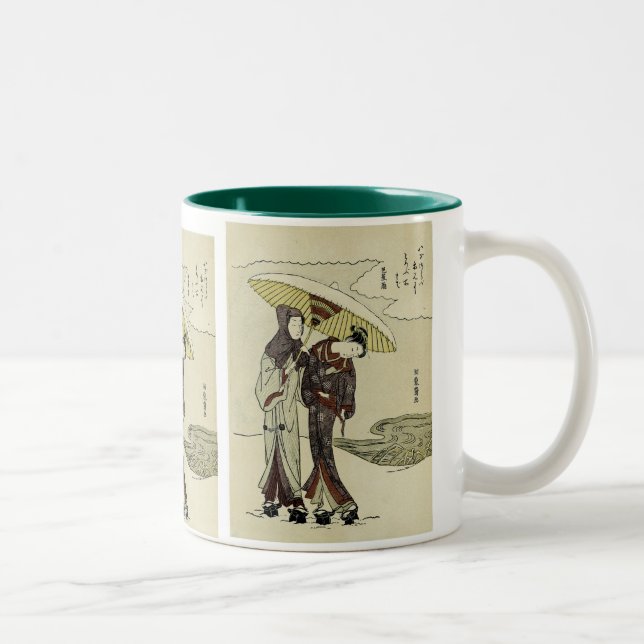 Lovers Under an Umbrella Two-Tone Coffee Mug (Right)