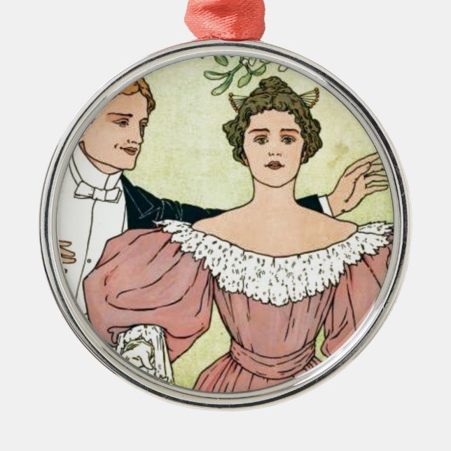Lovers under the Mistletoe Metal Tree Decoration (Front)