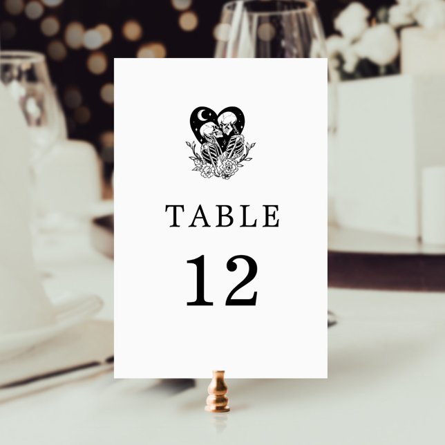 Lovers Until Death Skeletons & Roses Table Number (Creator Uploaded)