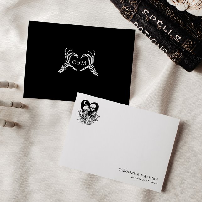Lovers Until Death Skeletons & Roses Thank You Invitation (Creator Uploaded)