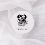 Lovers Until Death Skeletons & Roses Wedding Classic Round Sticker<br><div class="desc">This gothic style suite features two lovers that are joined together until death. Roses accent this elegant yet unique design!</div>