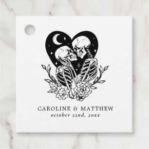 Lovers Until Death Skeletons & Roses Wedding Favour Tags