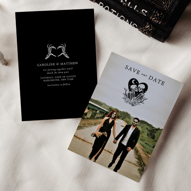 Lovers Until Death Skeletons & Roses Wedding Invitation (Creator Uploaded)