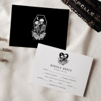 Lovers Until Death Skeletons & Roses Wedding RSVP
