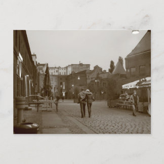 Lovers walking postcard