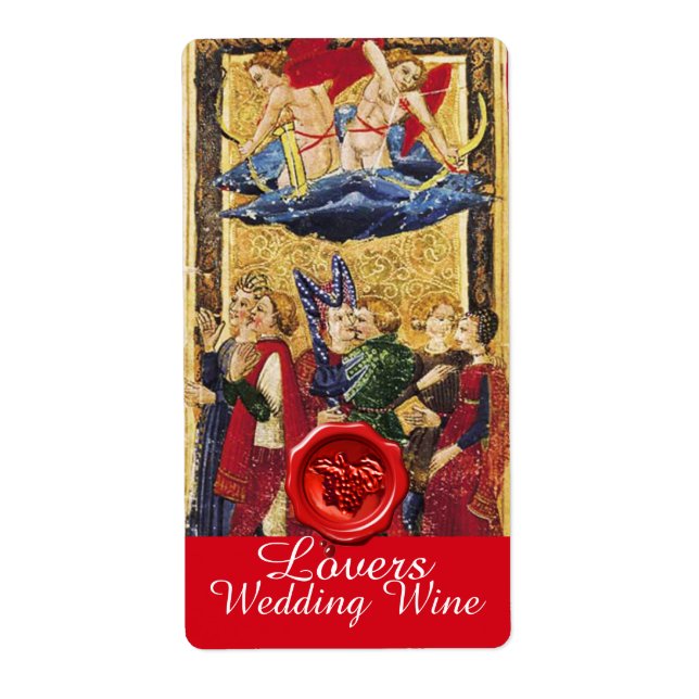 LOVERS WEDDING WINE RED WAX SEAL/ ANTIQUE TAROTS (Front)
