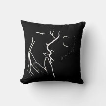 "Lovers' Whisper" Minimalist Line Art Throw Pillow
