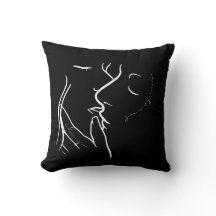 "Lovers' Whisper" Minimalist Line Art Throw Pillow
