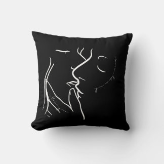 "Lovers' Whisper" Minimalist Line Art Throw Pillow