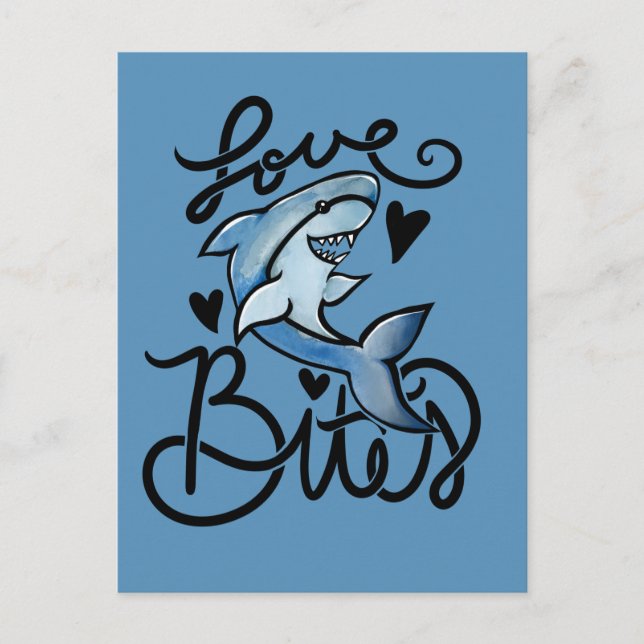 Loves BITES funny Valentine's day Shark Postcard (Front)